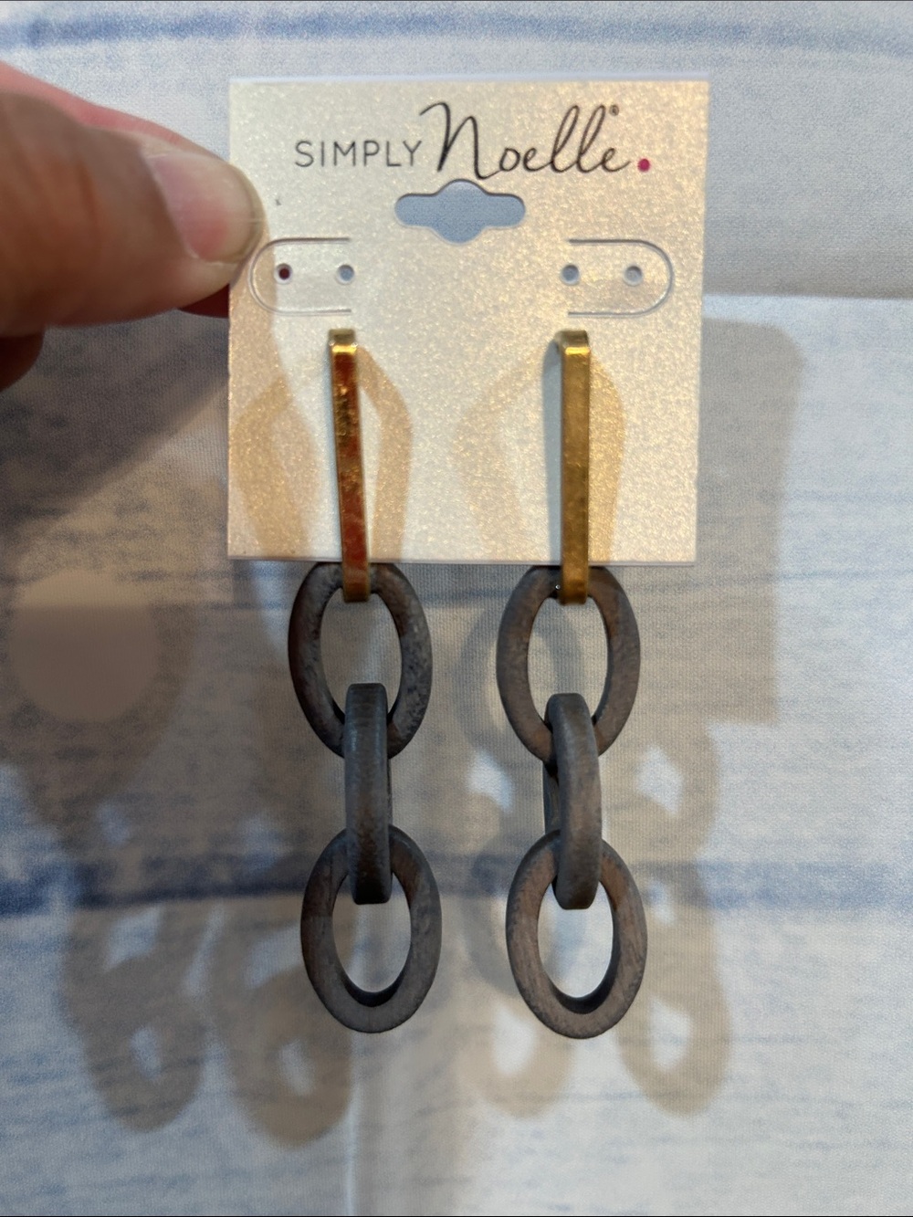 Simply Noelle Gold and Gray Linked Drop Earrings